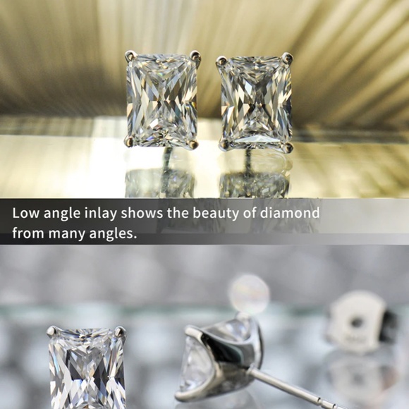 Raneecoco, Stunning Flame, Radiant Cut Stud Earrings - Picture 5 of 12